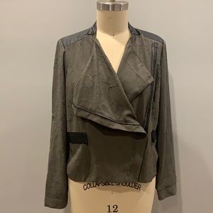 Vera Wang green motorcycle style zipper jacket